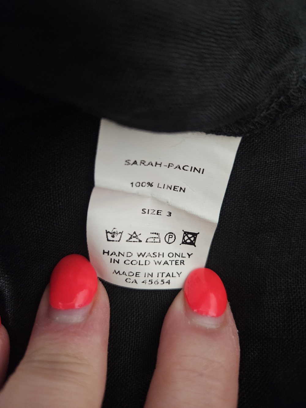 Sarah Pacini Black 100% Linen Midi Skirt Asymmetric Italian Luxury Size 3 (L) - Picture 10 of 12